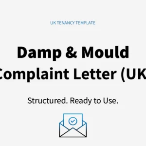 Damp and mould complaint letter template UK