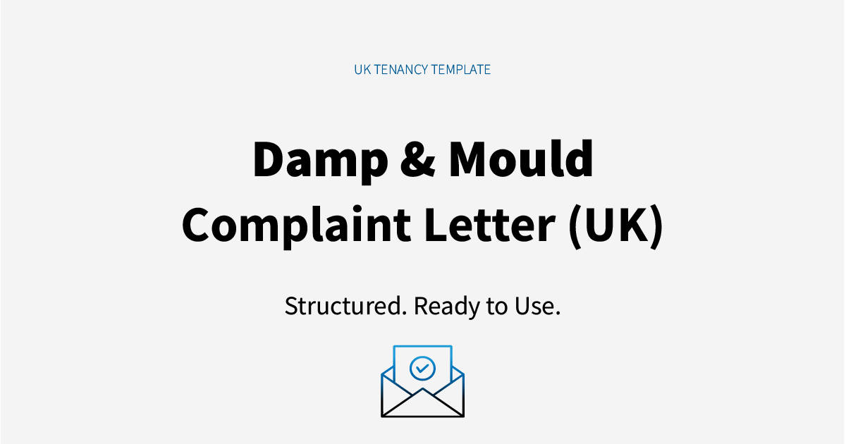 Damp and mould complaint letter template UK